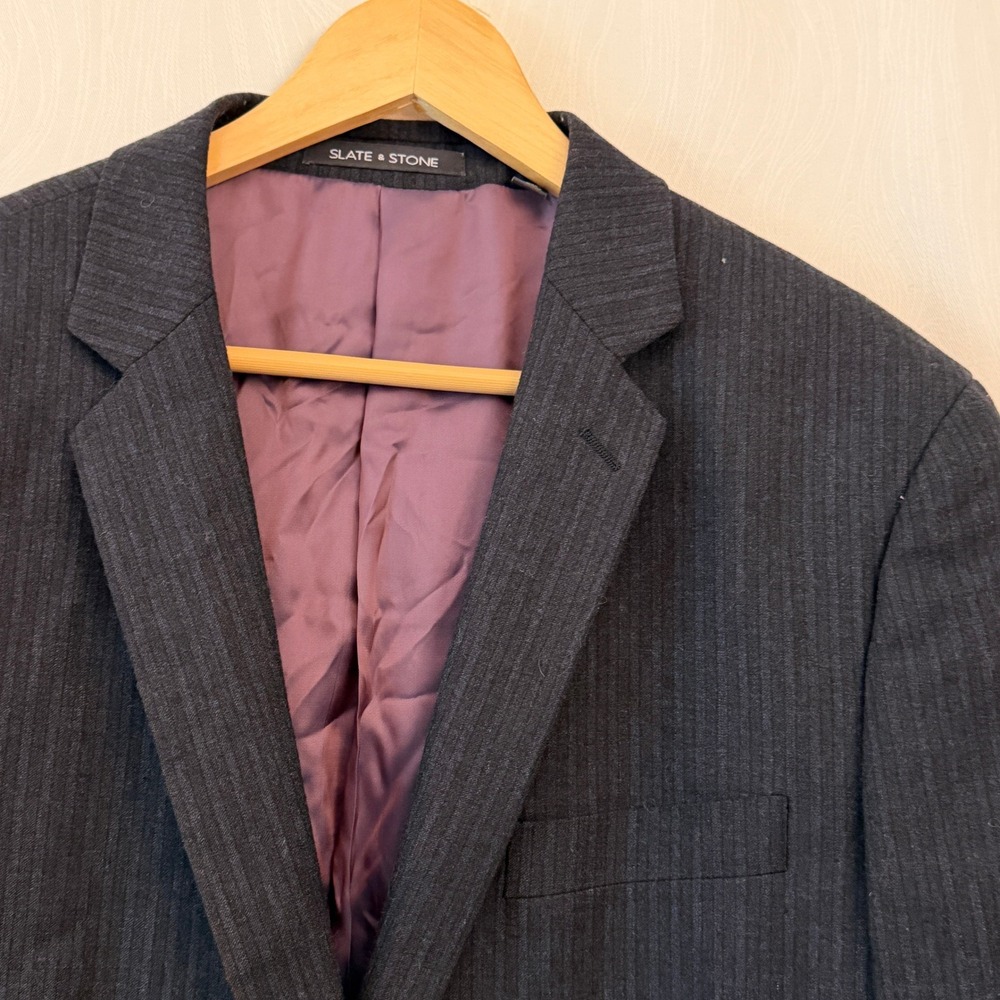 Slate & Stone The‎ Halkin Blazer Mens 44R Grey Excellent Pinstripe Modern Fit - Picture 3 of 9